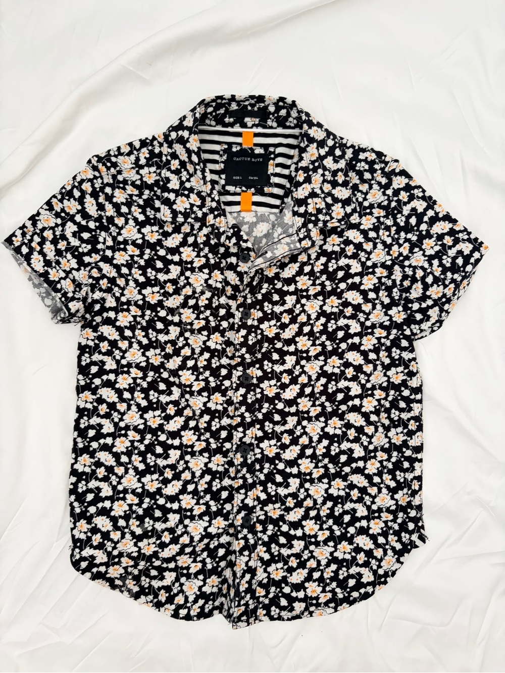 Short Sleeve Black Floral Button-Up Shirt